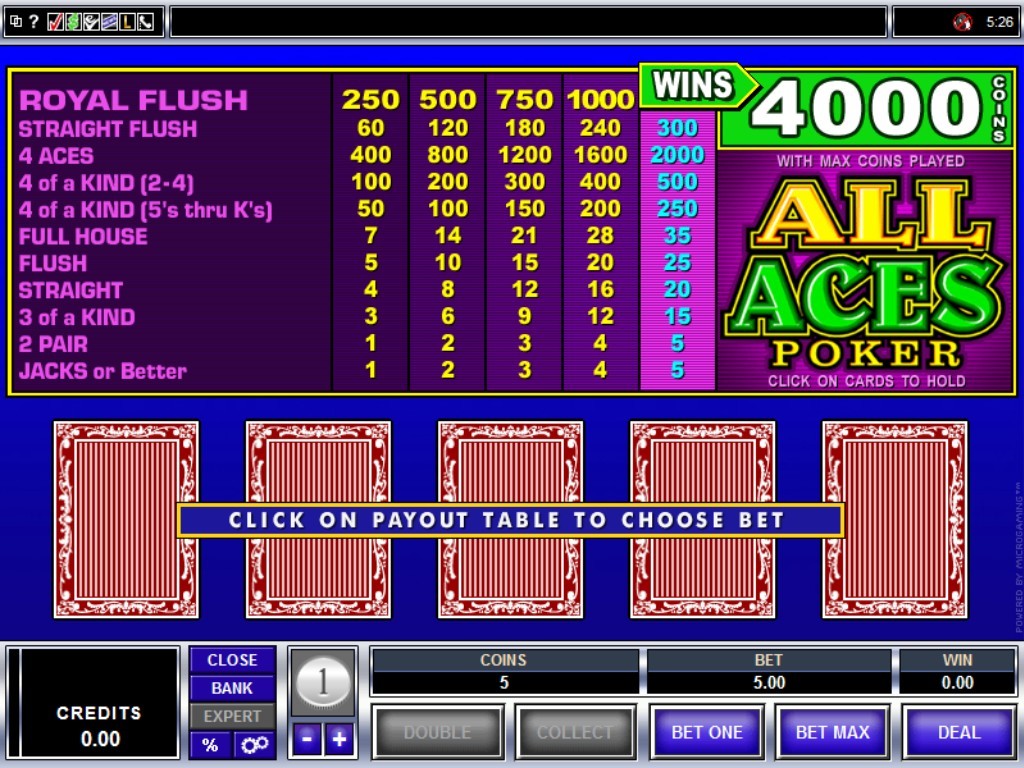 all aces video poker