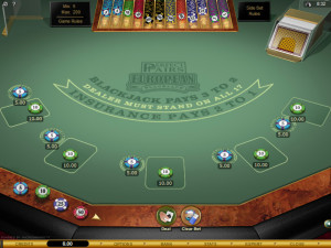 perfect pairs blackjack table